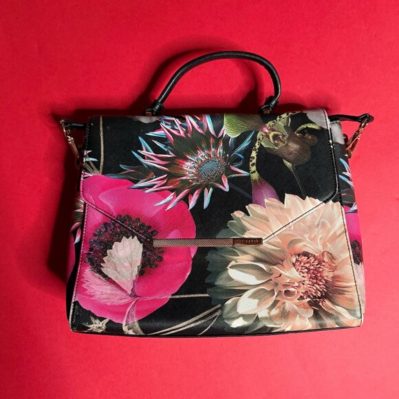 Ted Baker Floral Print Crossbody Bag with Removable Straps and Pink Lining - Picture 5 of 11